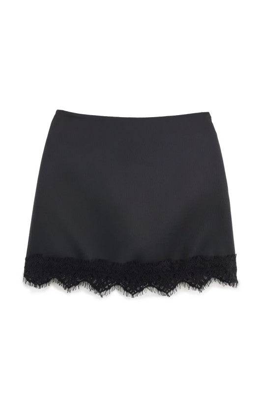 Lace Trim Skort Black