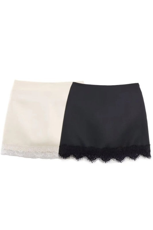 Lace Trim Skort Black