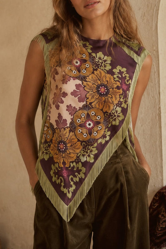 Floral Fringe Top