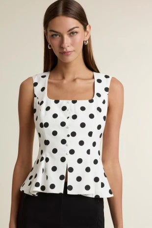 Polka Dot Peplum Top