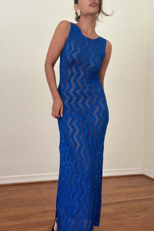 Metallic Blue Cover Up Dress