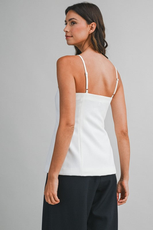 Adjustable Strap Sweetheart Neckline Button Up Top