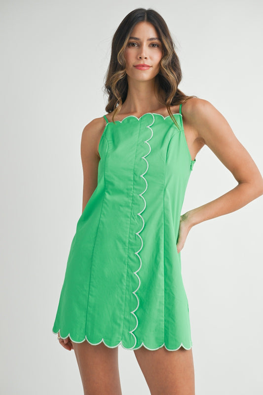 Contrast Scallop Detail Dress
