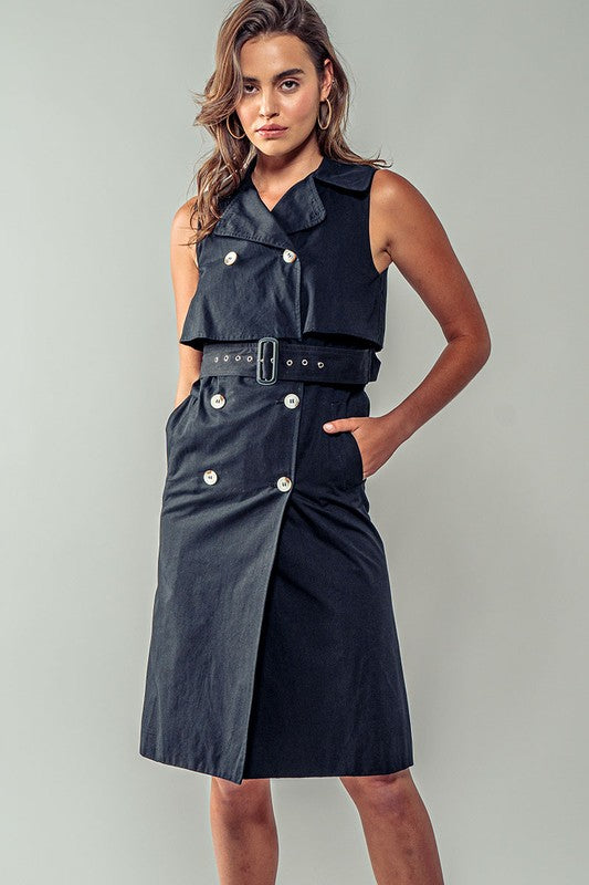 Belted Trench Midi Dress