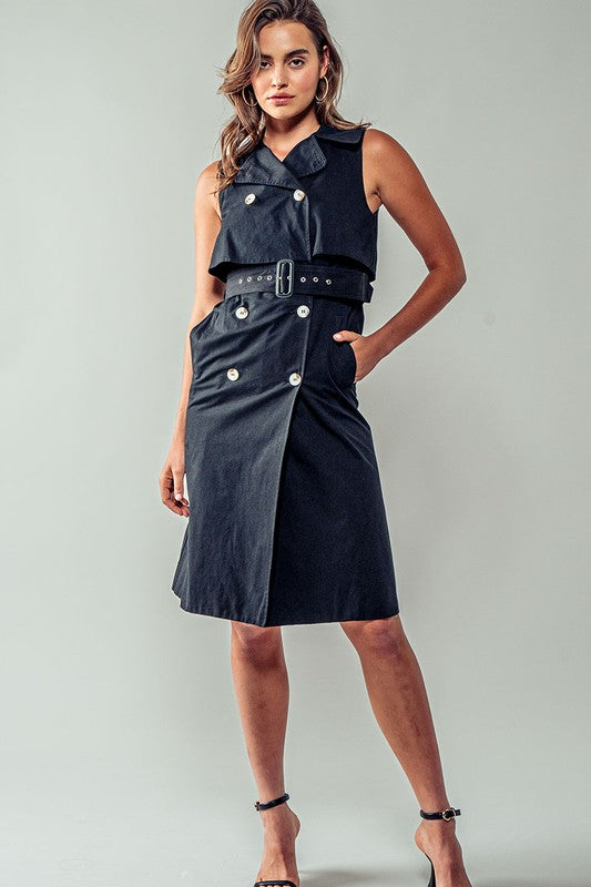 Belted Trench Midi Dress