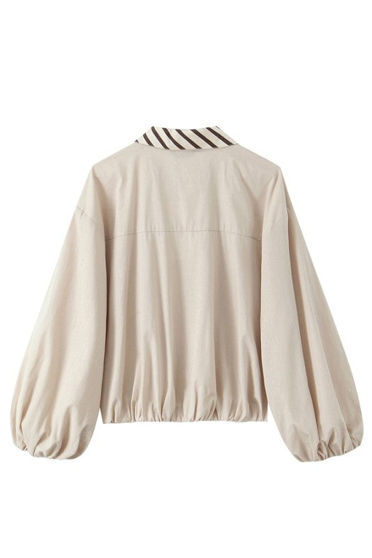 Contrast Poplin Top