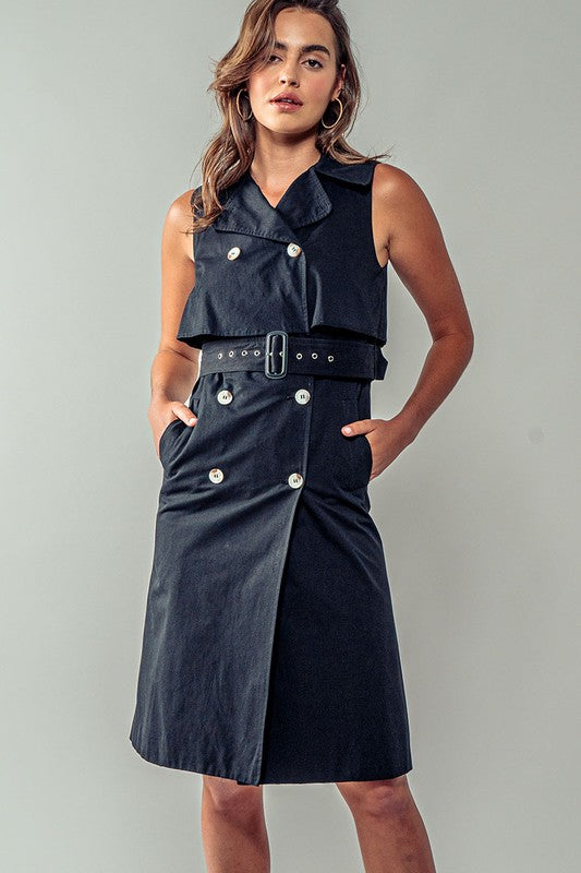 Belted Trench Midi Dress