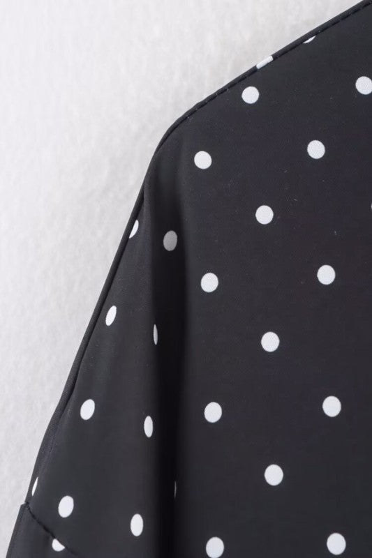 Polka Dot Half Zip Pullover Jacket