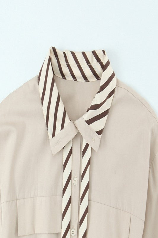Contrast Poplin Top