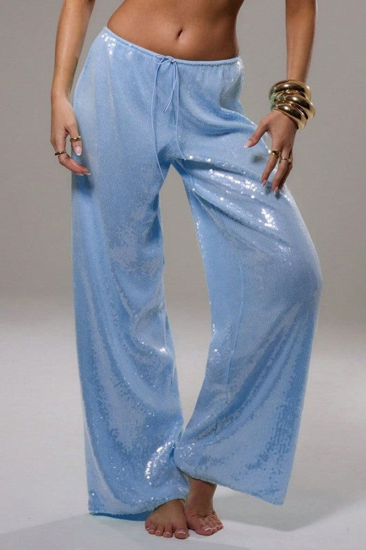 Sky Blue Sequins Pants